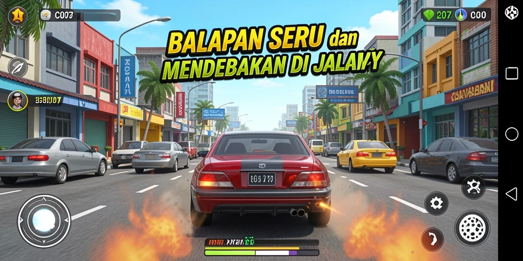 Gameplay C0077 menampilkan aksi balap yang mendebarkan dan menantang.