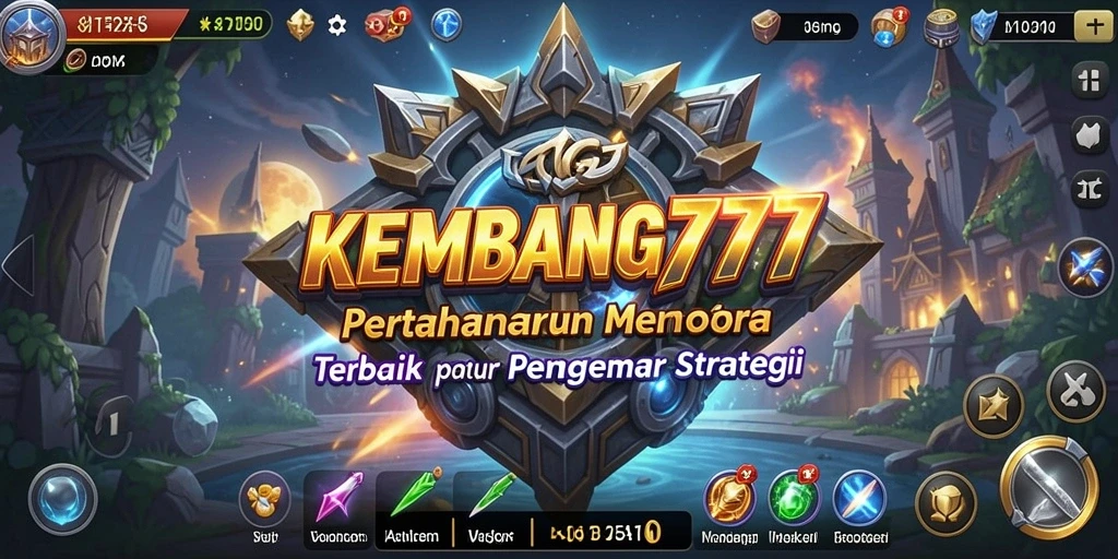 Tampilan gameplay KEMBANG777 dengan menara pertahanan yang strategis.