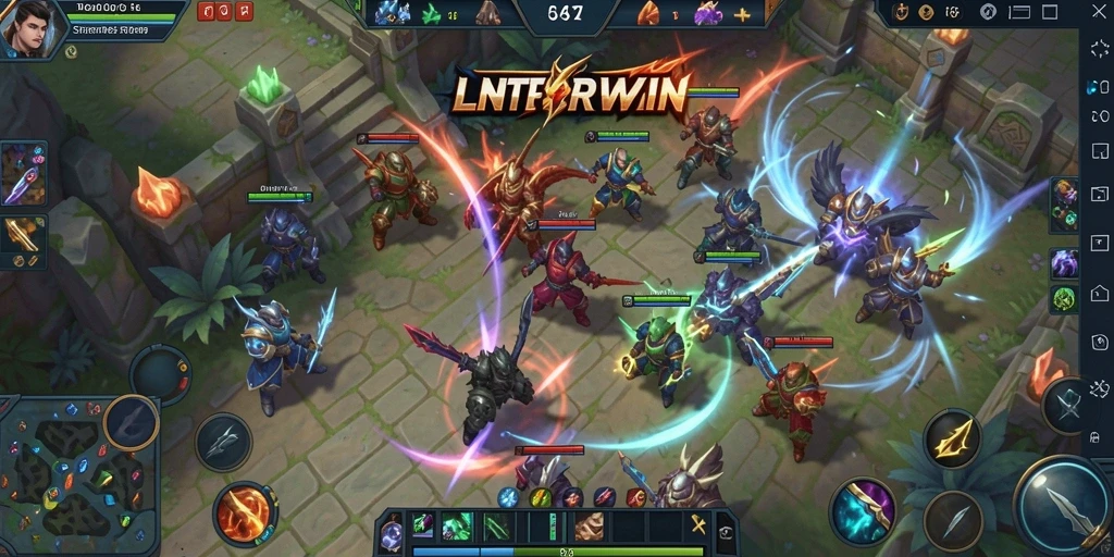 Tangkapan layar dari LNTERWIN menampilkan aksi menegangkan dalam pertandingan MOBA.
