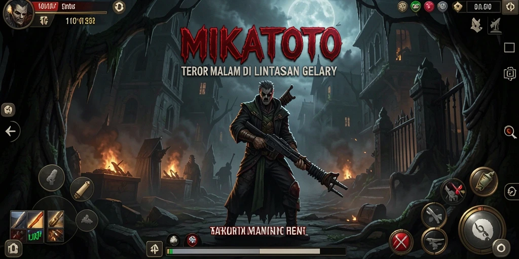 Screenshot gameplay MIKATOTO menampilkan suasana mencekam dengan efek gelap.