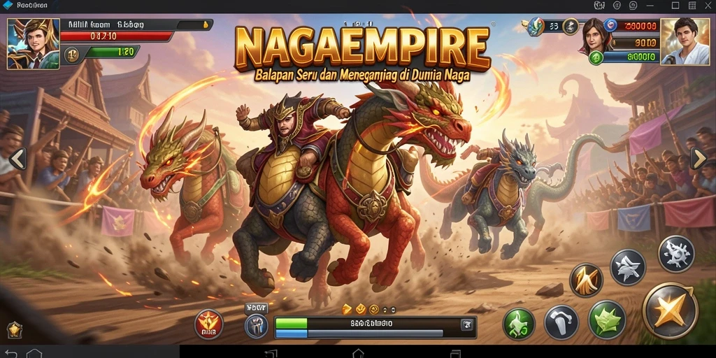 Tampilan gameplay balapan seru dengan karakter naga.
