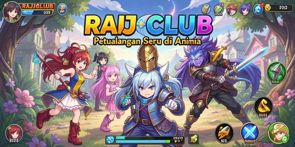 Tampilan gameplay RAJACLUB dengan karakter anime yang ikonik.