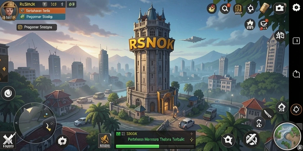 Tampilan gameplay menara strategi yang menegangkan dalam RSNOK.